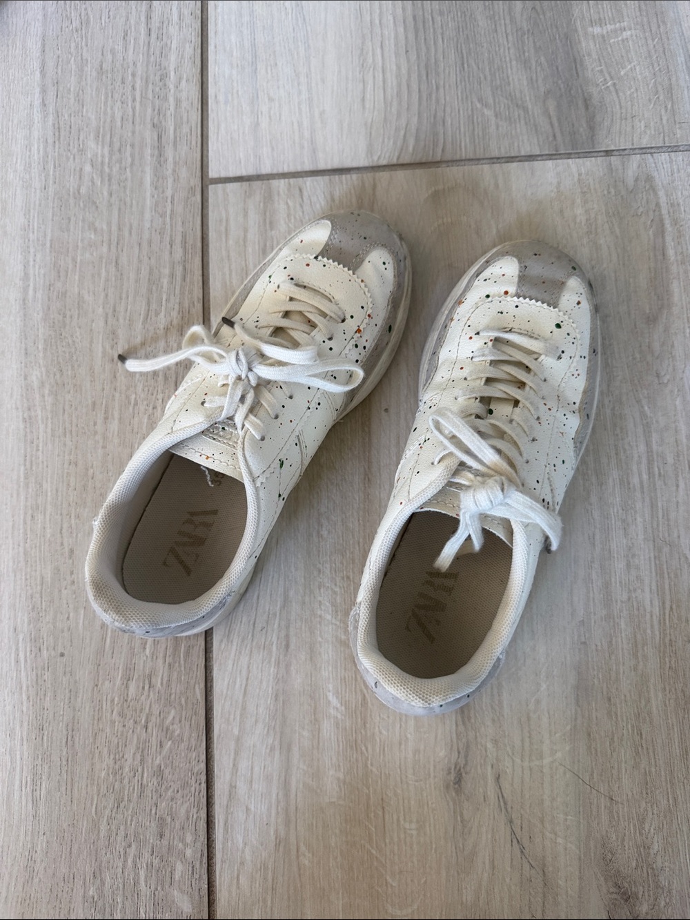 Zara Cream White Kids Sneakers with Multicolor Speckles
